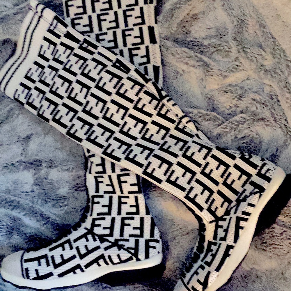 Fendi knee high sock like boots